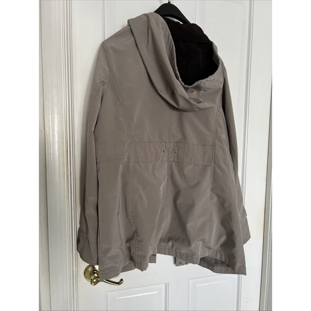 George Hoo1ded Lightweight Utility Taupe Jacket Lined Detachable Hood Sz 18/20 - Picture 8 of 16